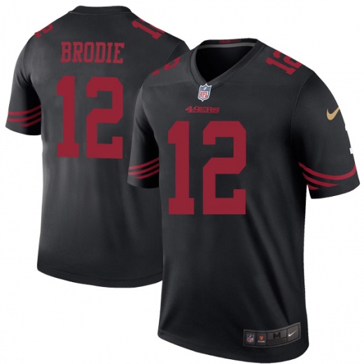Men's 49ers #12 Wilson John Brodie Legend Black NFL Stitched Jersey