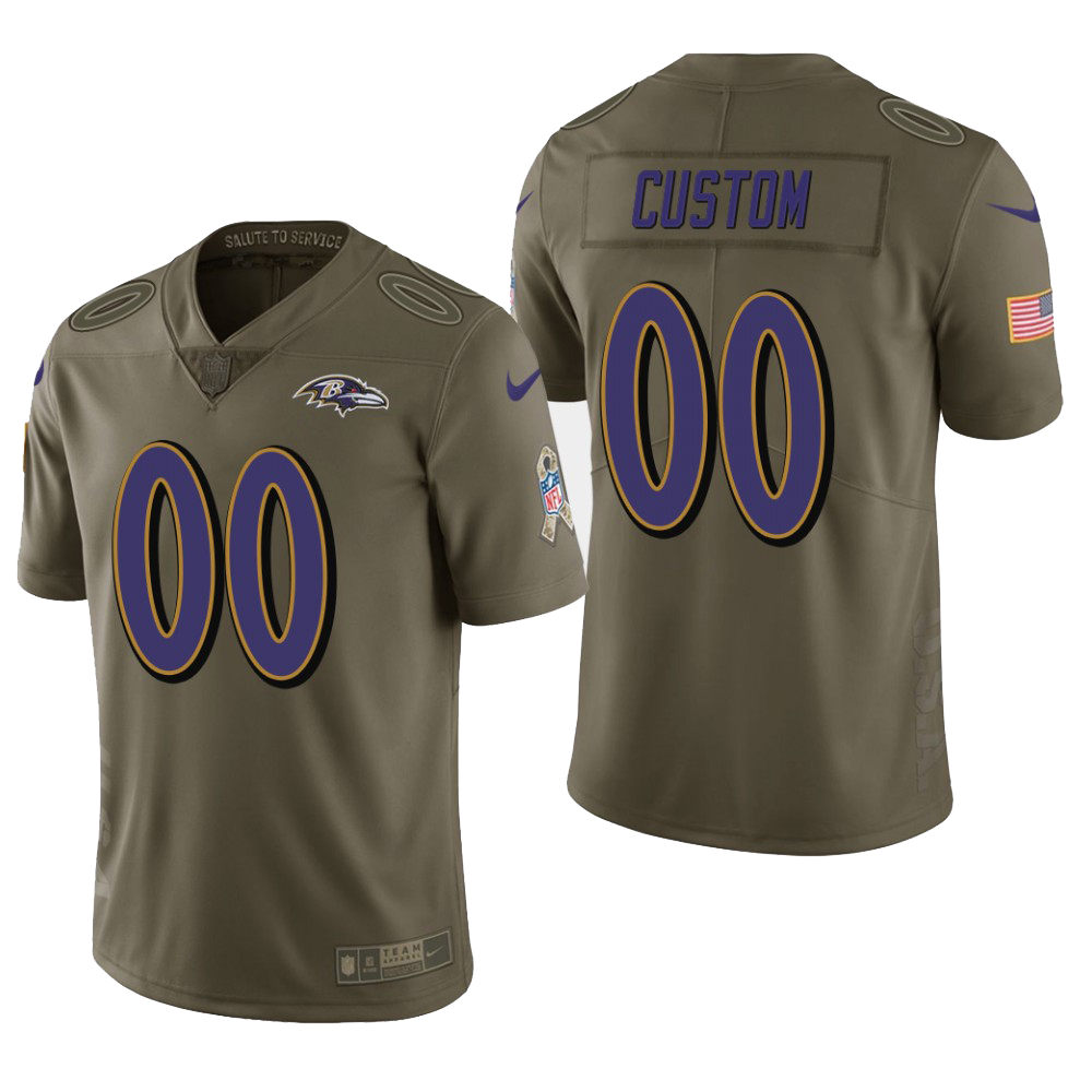 Men's Baltimore Ravens Customized Salute To Service Limited Stitched NFL Jersey. (Check description if you want Women or Youth size)