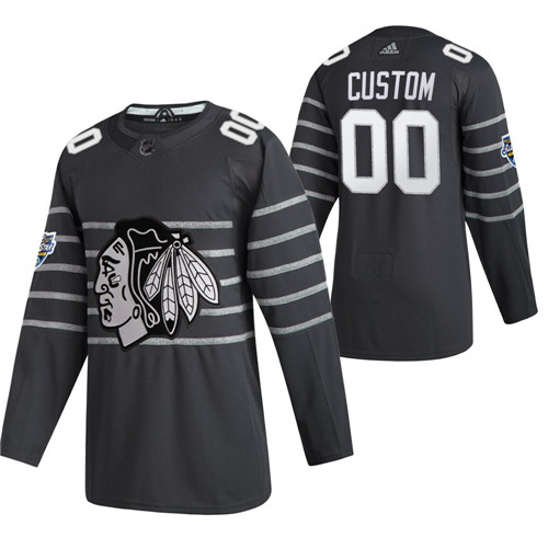 Men's Chicago Blackhawks 2020 Grey All Star Custom Name Number Size NHL Stitched Jersey