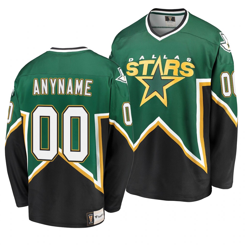 Men's Dallas Stars Custom Name Number Size Green Heritage Premier NHL Stitched Jersey