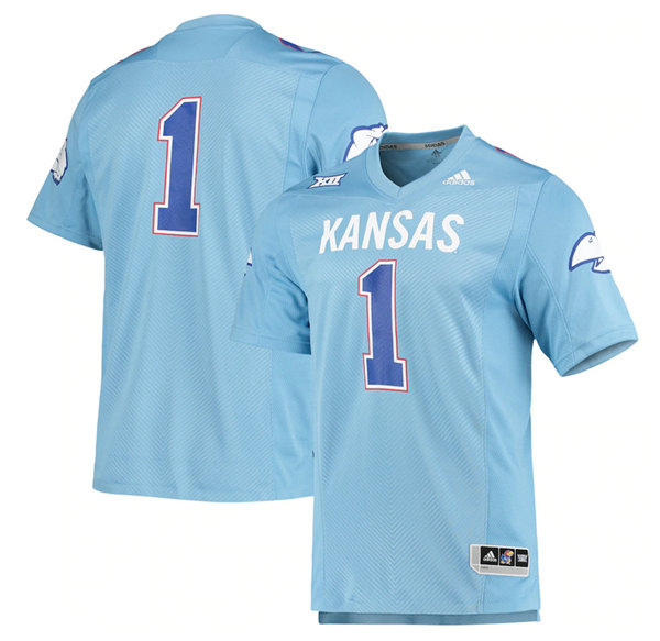 Men's Kansas Jayhawks Custom Light Blue Stitched Jersey