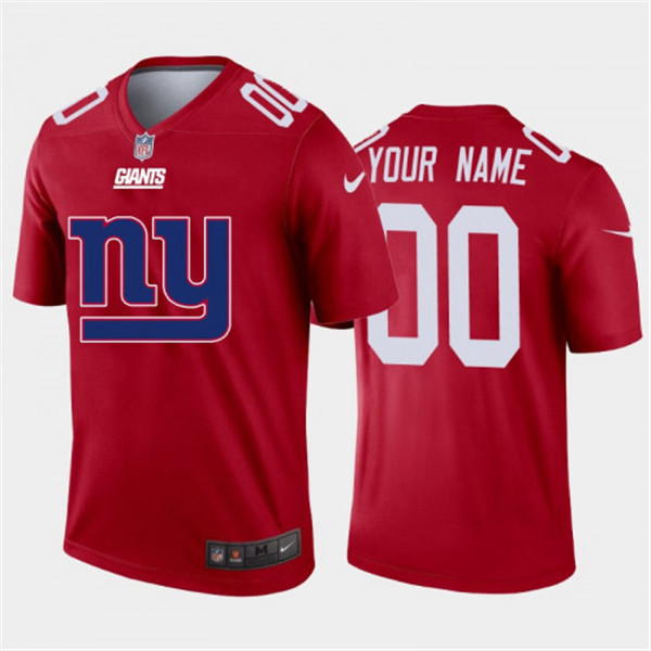 Men's New York Giants Customized Red 2020 Team Big Logo Inverted Legend Stitched Limited Jersey (Check description if you want Women or Youth size)