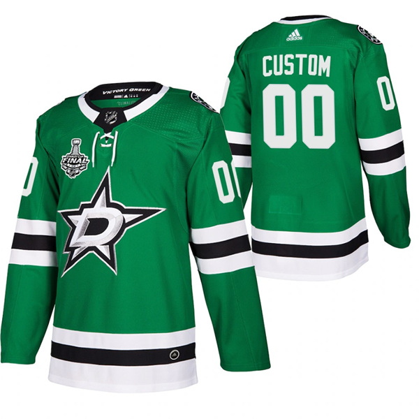 Men's Dallas Stars Custom Name Number Size 2020 Stanley Cup Final Authentic Patch Green NHL Stitched Jersey
