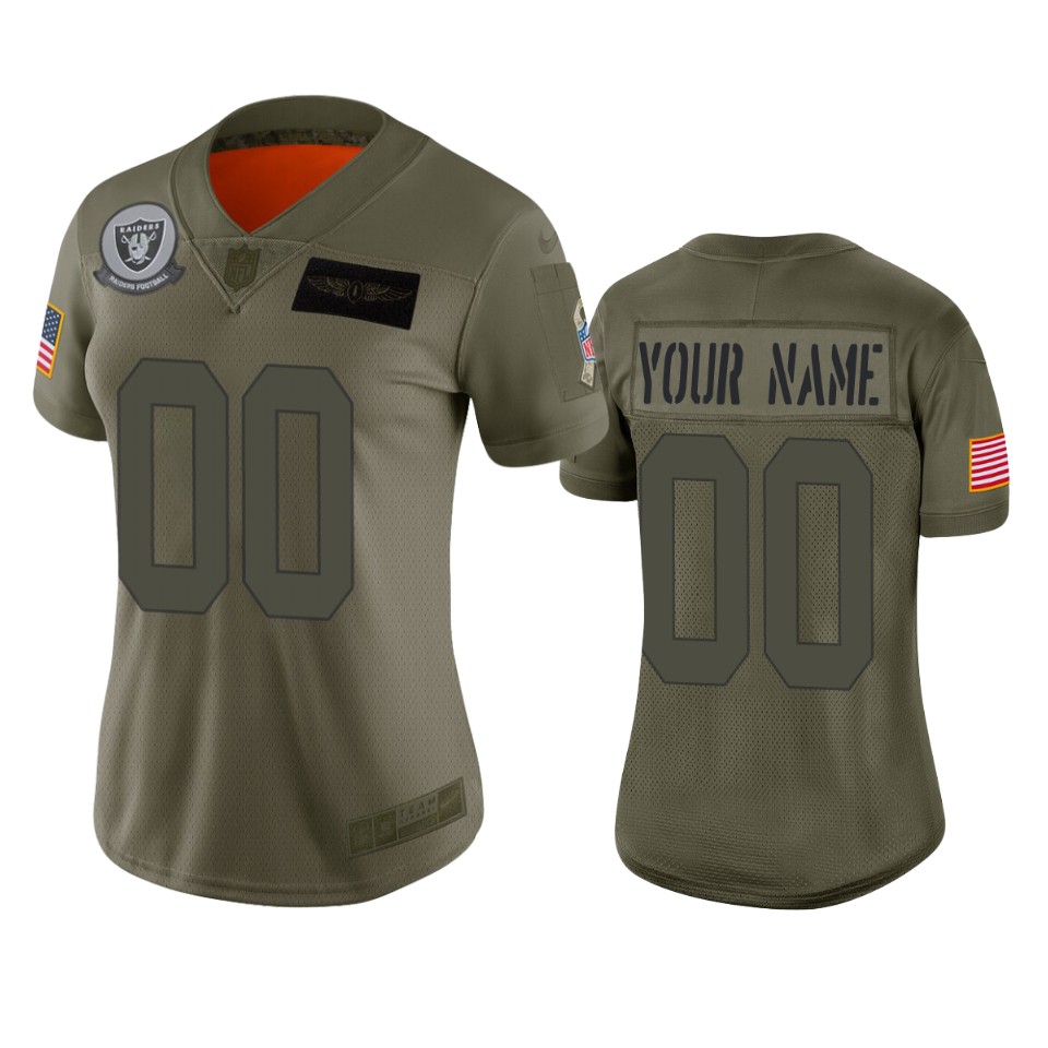 Women's Oakland Raiders Customized 2019 Camo Salute To Service NFL Stitched Limited Jersey(Run Small）