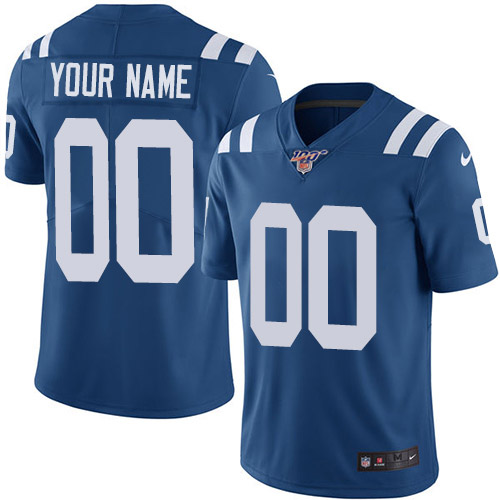 Men's Indianapolis Colts Customized Royal Blue Team Color Vapor Untouchable Limited Stitched NFL 100th Season Jersey (Check description if you want Women or Youth size)