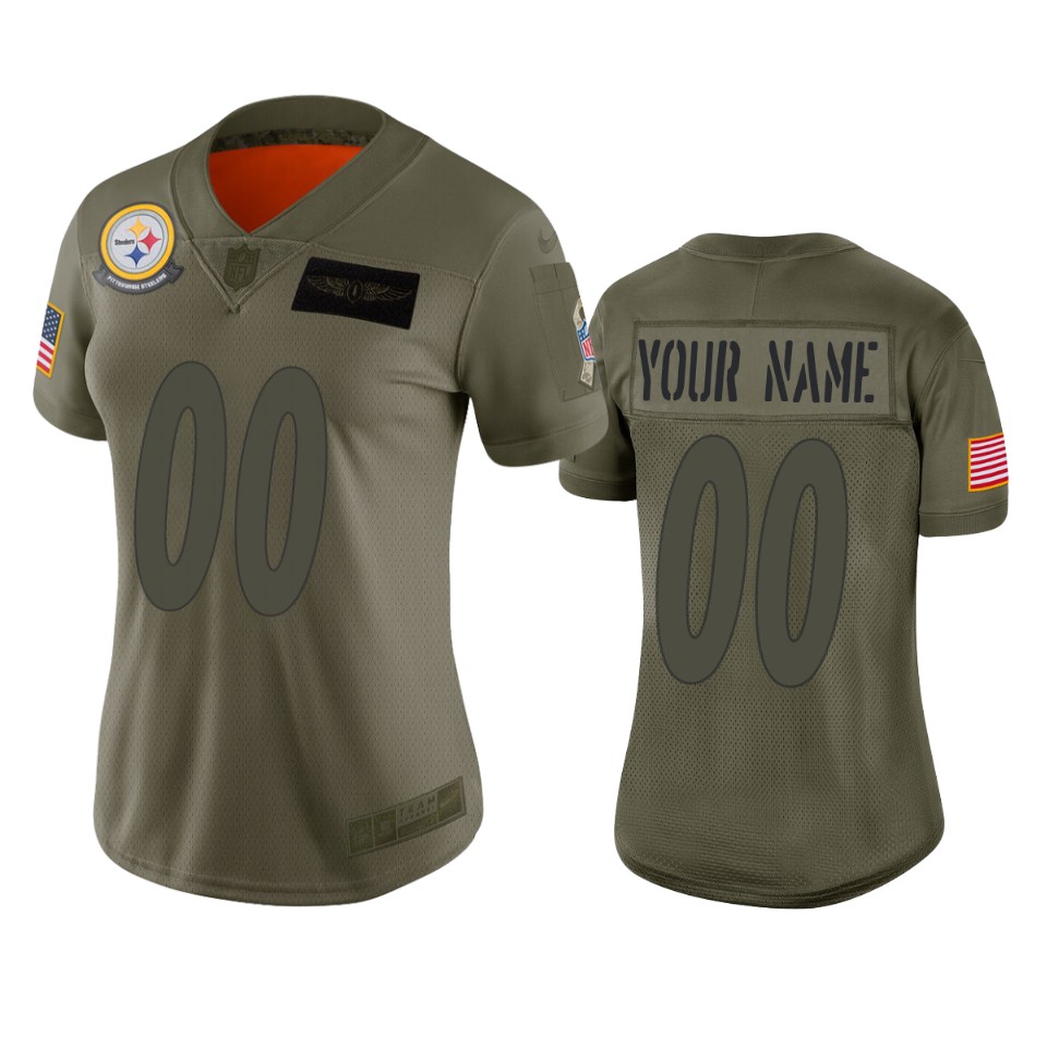 Women's Pittsburgh Steelers Customized 2019 Camo Salute To Service NFL Stitched Limited Jersey(Run Small）