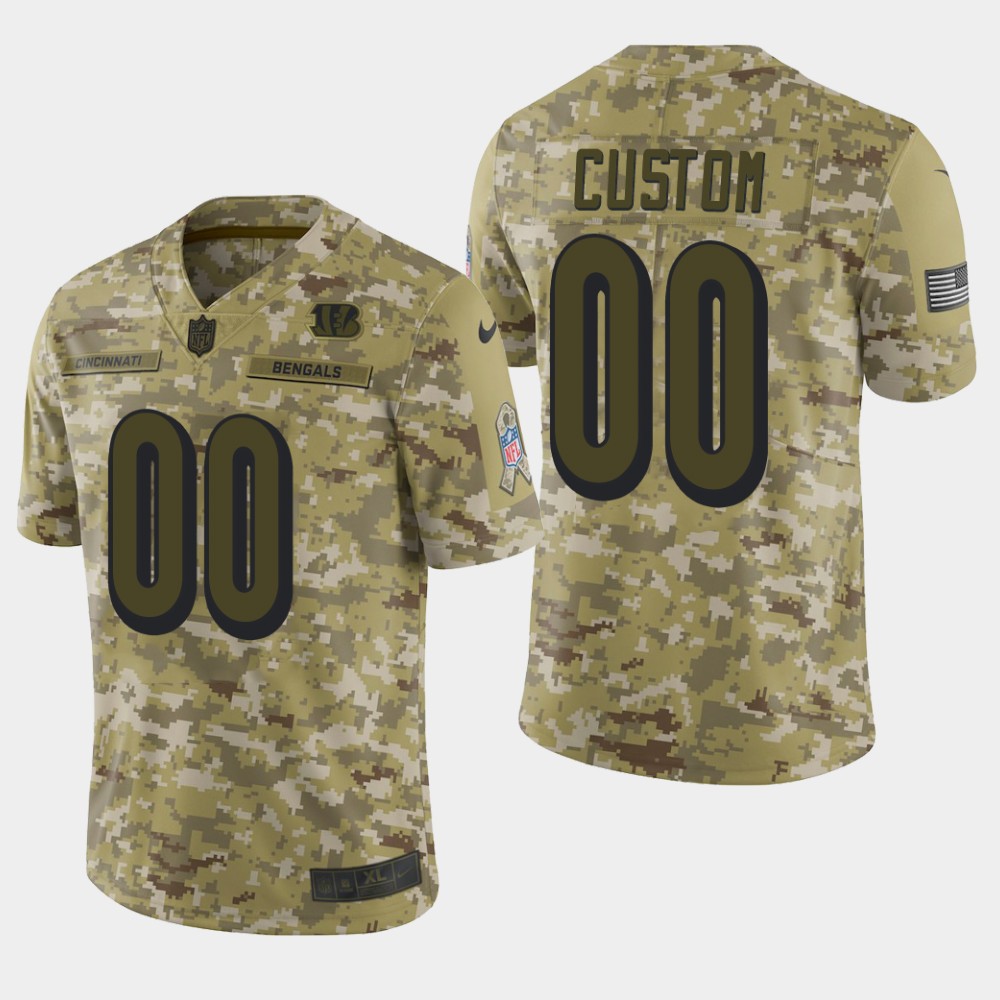 Men's Cincinnati Bengals Customized Camo Salute To Service NFL Stitched Limited Jersey (Check description if you want Women or Youth size)