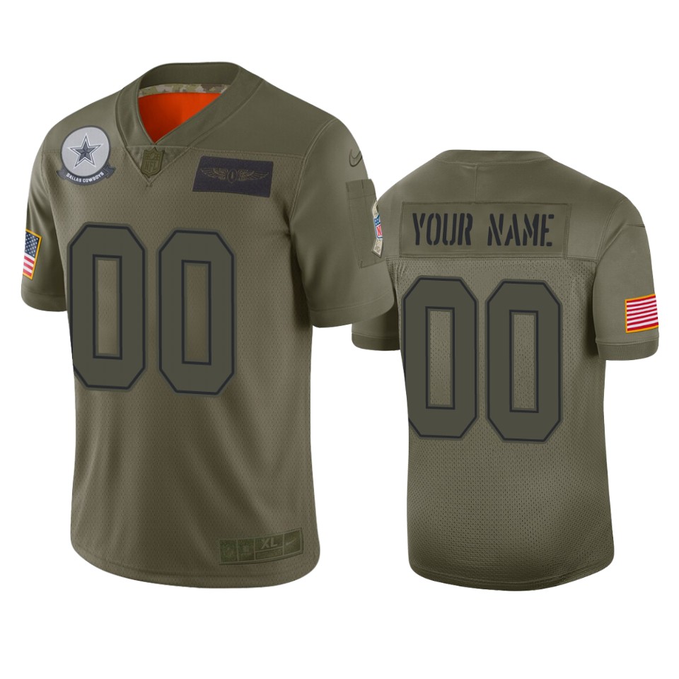 Men's Dallas Cowboys Customized 2019 Camo Salute To Service NFL Stitched Limited Jersey (Check description if you want Women or Youth size)