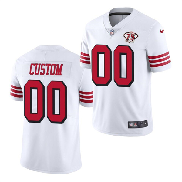 Men's San Francisco 49ers White 75th Anniversary Throwback Vapor Limited Football Stitched Jersey(Check description if you want Women or Youth size)