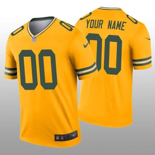 Men's Green Bay Packers Customized 2019 Gold Inverted Legend Stitched NFL Jersey (Check description if you want Women or Youth size)