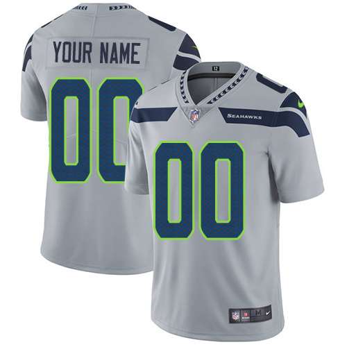 Men's Seattle Seahawks Customized Gray Alternate Vapor Untouchable Limited Stitched NFL Jersey (Check description if you want Women or Youth size)