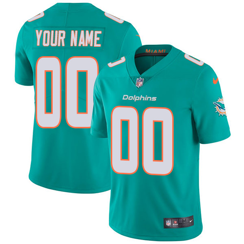 Men's Miami Dolphins Customized Aqua Green Vapor Untouchable Limited Stitched NFL Jersey (Check description if you want Women or Youth size)