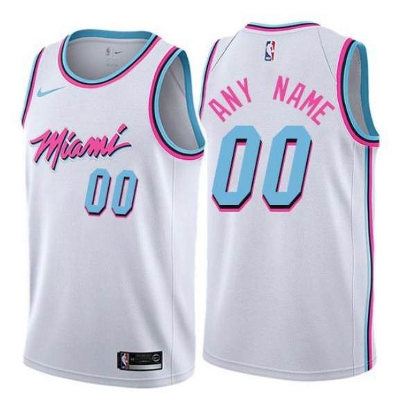 Miami Heat Custom White NBA Stitched Jersey