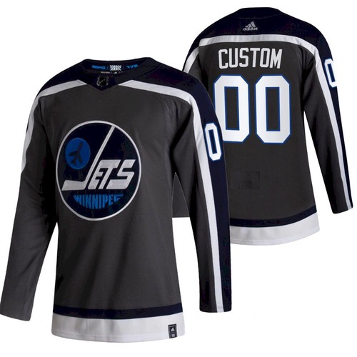 Men's Winnipeg Jets Custom Name Number Size 2021 Grey Reverse Retro Stitched NHL Jersey