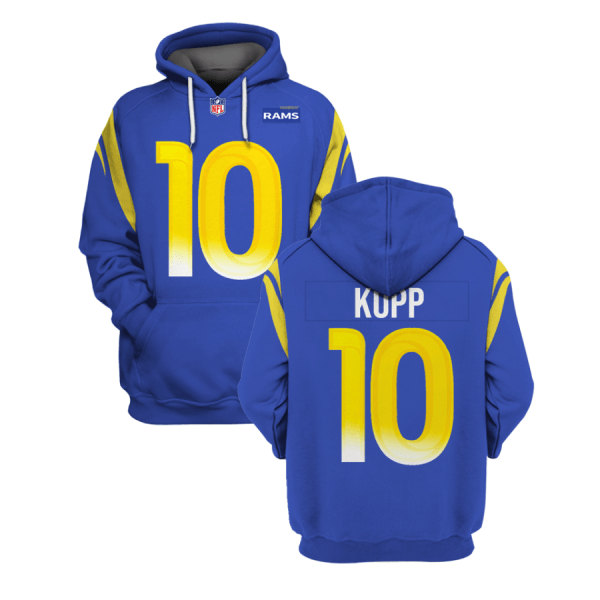 Men's Los Angeles Rams Customized 2021 Royal Pullover Hoodie (Check description if you want Women or Youth size)