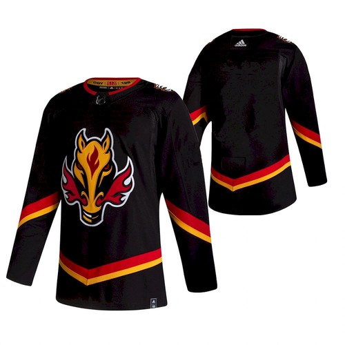 Men's Calgary Flames Blank 2020-21 Black Reverse Retro Custom Name Number Size NHL Stitched Jersey