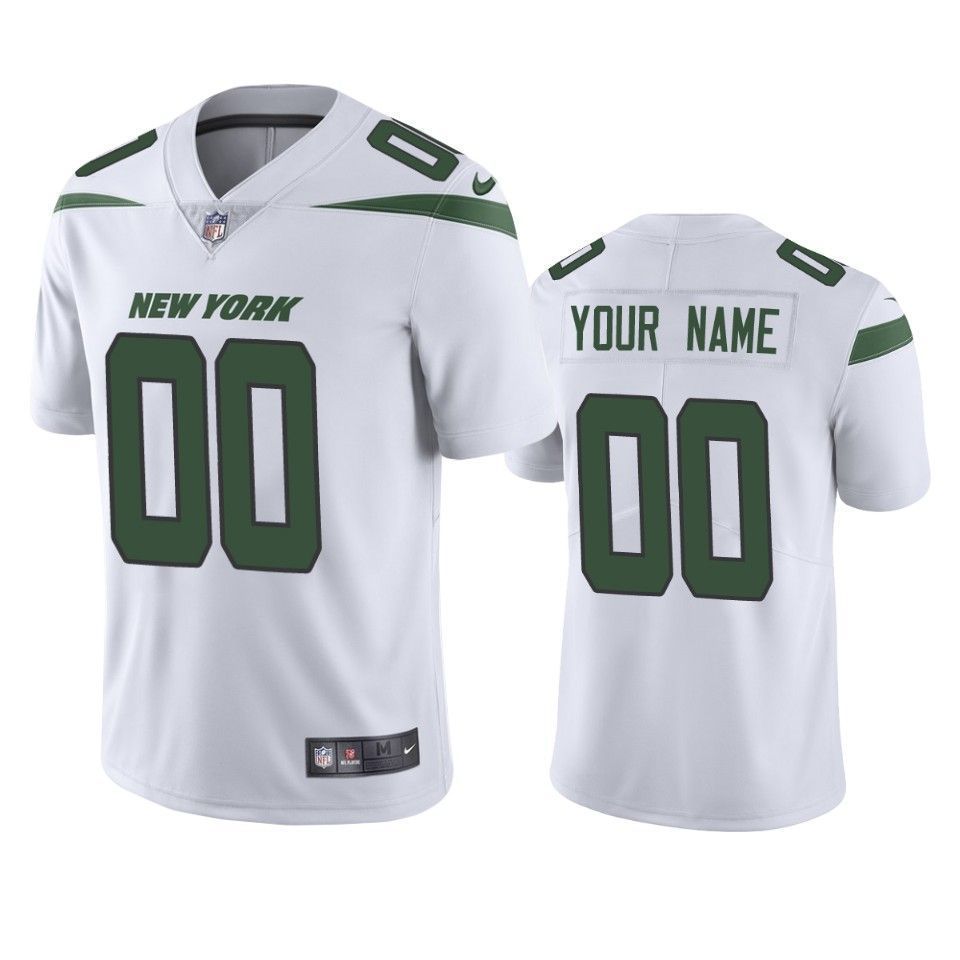 Men's New York Jets Customized White Game NFL Stitched Limited Jersey (Check description if you want Women or Youth size)