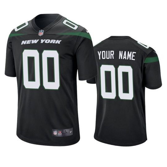 Men's New York Jets Customized Black Game NFL Stitched Limited Jersey (Check description if you want Women or Youth size)