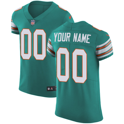 Men's Miami Dolphins Aqua Green Alternate Vapor Untouchable Custom Elite NFL Stitched Jersey (Check description if you want Women or Youth size)