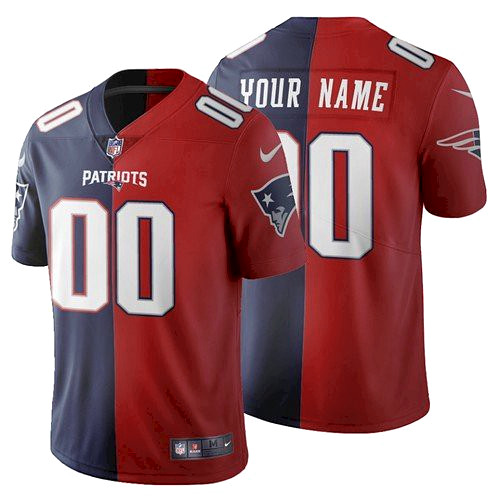 Men's New England Patriots Customized Navy And Red Vapor Untouchable Stitched Limited NFL Jersey (Check description if you want Women or Youth size)