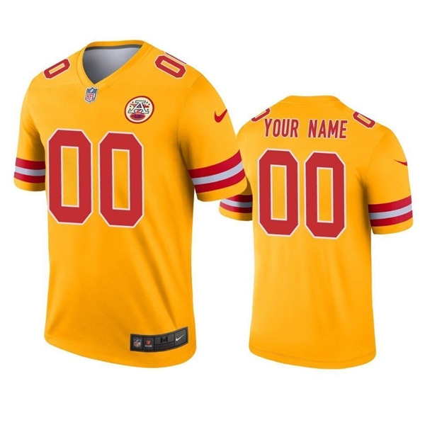 Men's Kansas City Chiefs Customized Gold Stitched NFL Jersey (Check description if you want Women or Youth size)