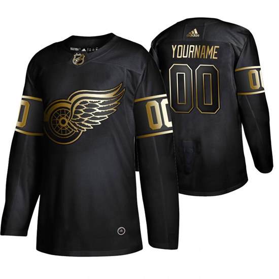 Men's Detroit Red Wings CBlack Gold Edition Custom Name Number Size NHL Stitched Jersey