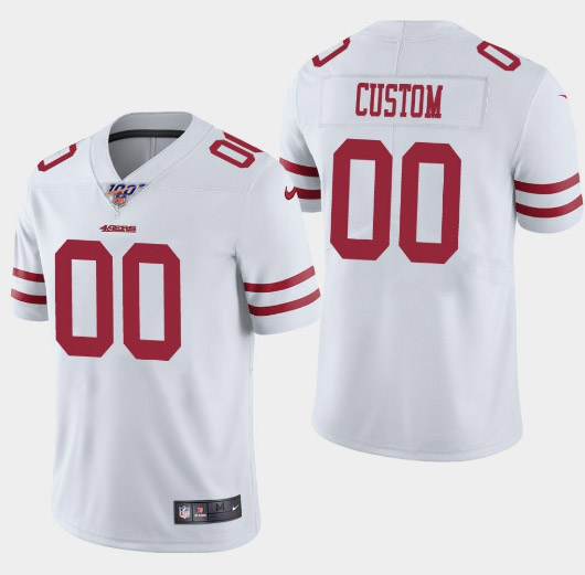Men's 49ers ACTIVE PLAYER White 2019 100th Season Vapor Untouchable Limited Stitched NFL Jersey.