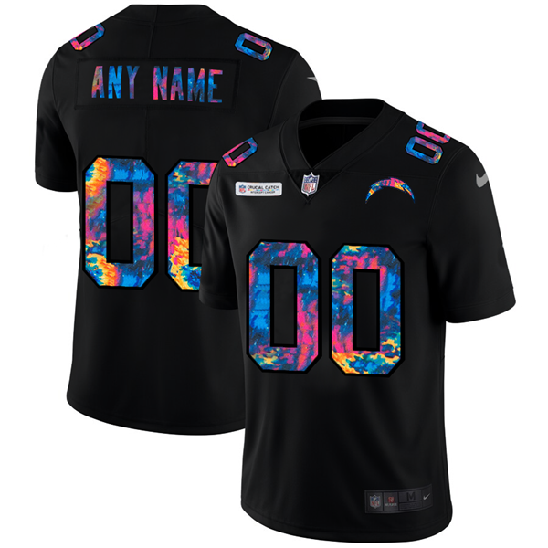 Men's Los Angeles Chargers Customized 2020 Black Crucial Catch Limited Stitched NFL Jersey (Check description if you want Women or Youth size)