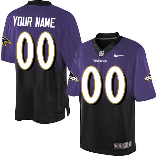 Nike Baltimore Ravens Customized Purple/Black Men's Stitched Elite Fadeaway Fashion NFL Jersey (Check description if you want Women or Youth size)