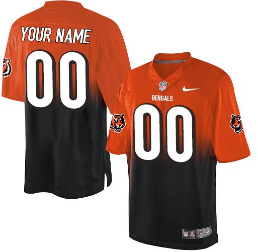 Nike Cincinnati Bengals Customized Orange/Black Men's Stitched Elite Fadeaway Fashion NFL Jersey (Check description if you want Women or Youth size)