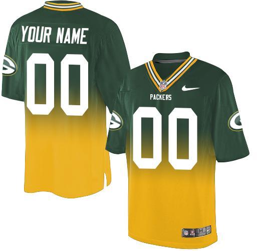 Nike Green Bay Packers Customized Green/Gold Men's Stitched Elite Fadeaway Fashion NFL Jersey (Check description if you want Women or Youth size)