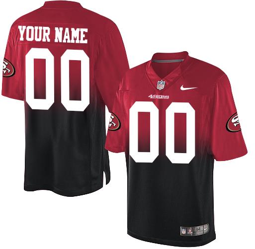 Nike San Francisco 49ers Customized Red/Black Men's Stitched Elite Fadeaway Fashion NFL Jersey (Check description if you want Women or Youth size)