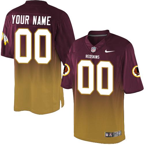 Nike Washington Redskins Customized Burgundy Red/Gold Men's Stitched Elite Fadeaway Fashion NFL Jersey (Check description if you want Women or Youth size)