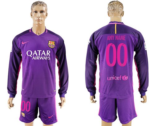 Barcelona Personalized Away Long Sleeves Soccer Club Jersey