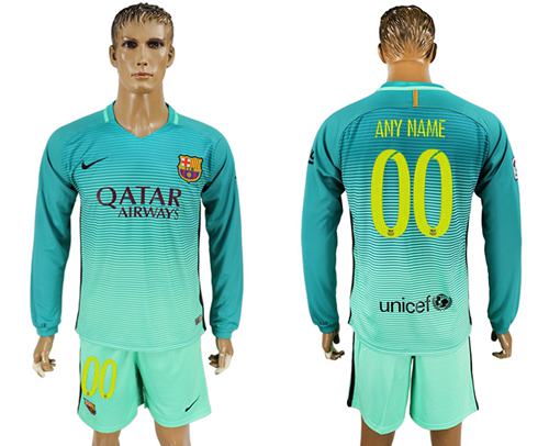 Barcelona Personalized Sec Away Long Sleeves Soccer Club Jersey