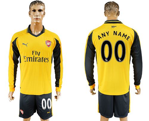 Arsenal Personalized Away Long Sleeves Soccer Club Jersey