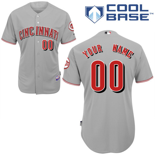 Reds Personalized Authentic Grey MLB Jersey