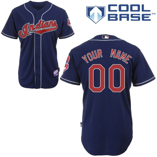 Indians Personalized Authentic Blue MLB Jersey