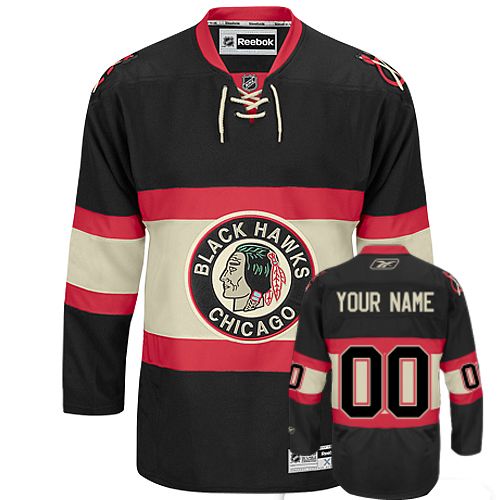 Blackhawks Third Personalized Authentic Black NHL Jersey (S-3XL)