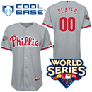 Phillies Personalized Authentic Grey Cool Base w/2009 World Series Patch MLB Jersey