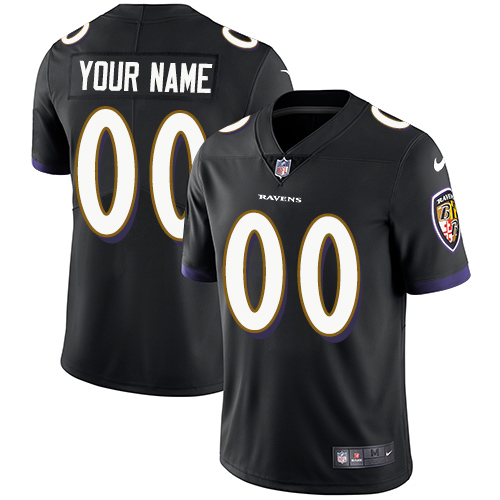Men's Baltimore Ravens Customized Black Team Color Vapor Untouchable Limited Stitched NFL Jersey (Check description if you want Women or Youth size)