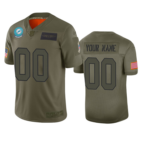 Men's Miami Dolphins Customized 2019 Camo Salute To Service NFL Stitched Limited Jersey (Check description if you want Women or Youth size)