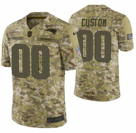 Men's New England Patriots Customized Camo Salute To Service Limited Stitched NFL Jersey (Check description if you want Women or Youth size)