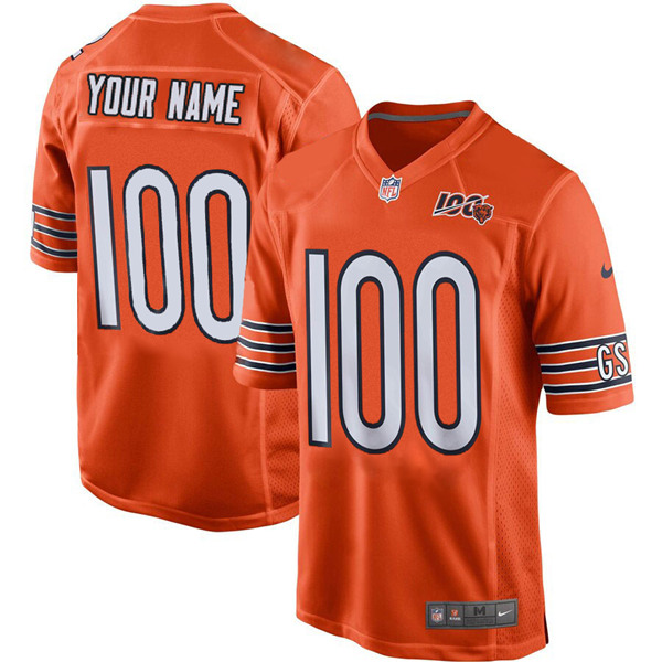 Men's Chicago Bears Customized 100th season Orange Limited Stitched NFL Jersey (Check description if you want Women or Youth size)