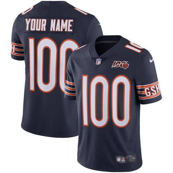 Men's Chicago Bears Customized 100th season Blue Limited Stitched NFL Jersey (Check description if you want Women or Youth size)