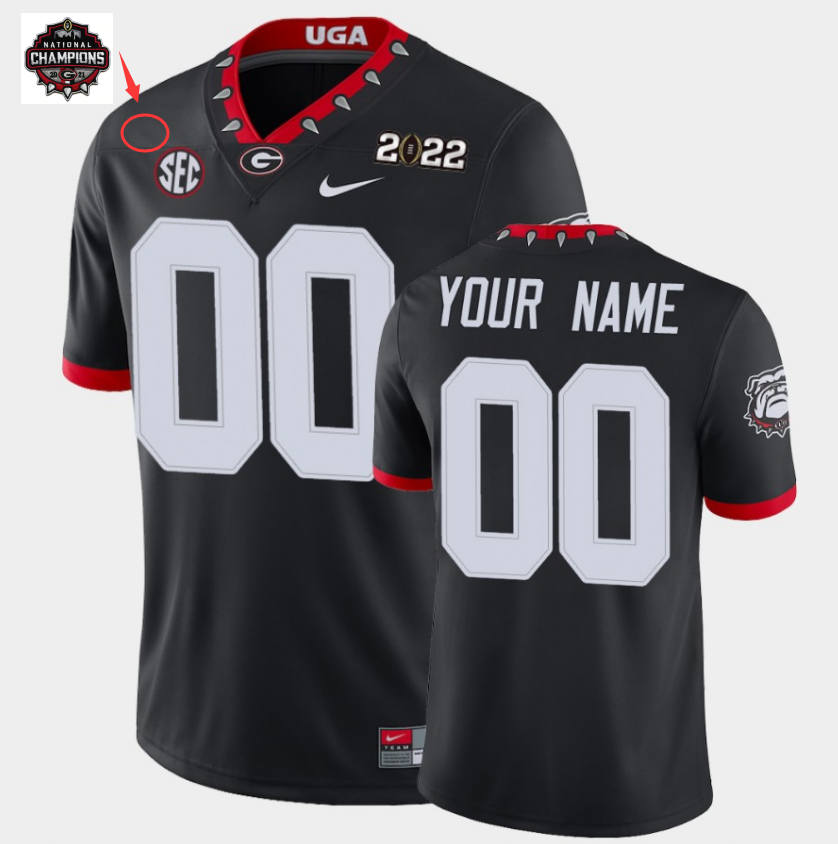 Men's Georgia Bulldogs #00 Custom Black 2021-22 CFP National Champions Jersey
