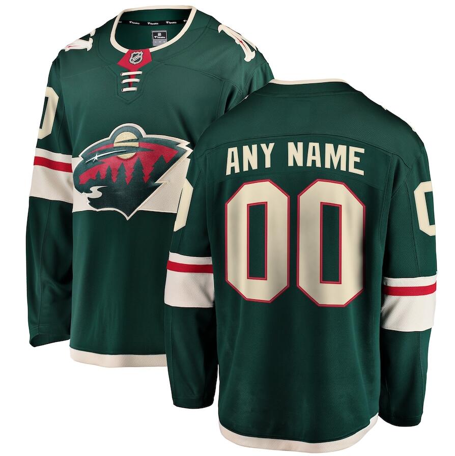 Men's Minnesota Wild White Custom Name Number Size Green Stitched Jersey
