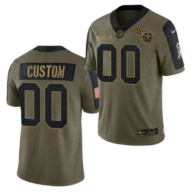Men's Tennessee Titans Customized 2021 Olive Salute To Service Limited Stitched Jersey