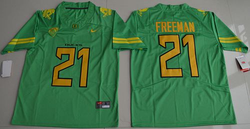 Men's Ducks #21 Royce Freeman Apple Green Electric Lightning Limited Stitched NCAA Jersey