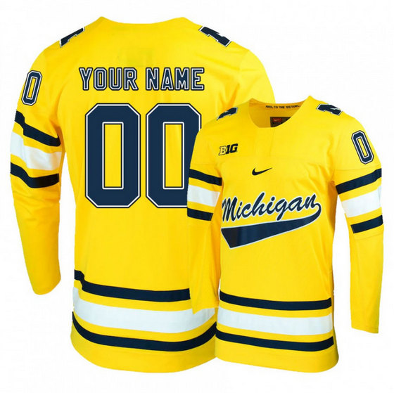 Men's Michigan Wolverines Custom Yellow Jersey